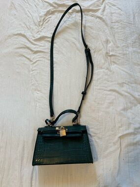 Structured Croc-Embossed Mini Crossbody Bag